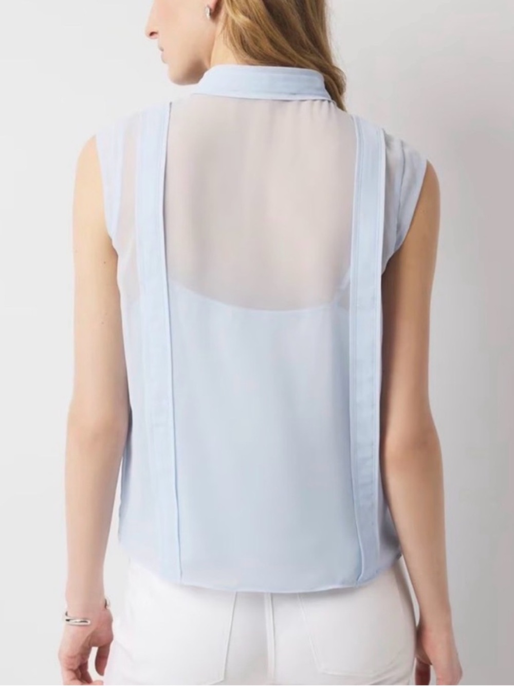 White House Black Market Tie Neck Top Size M - Picture 2 of 2
